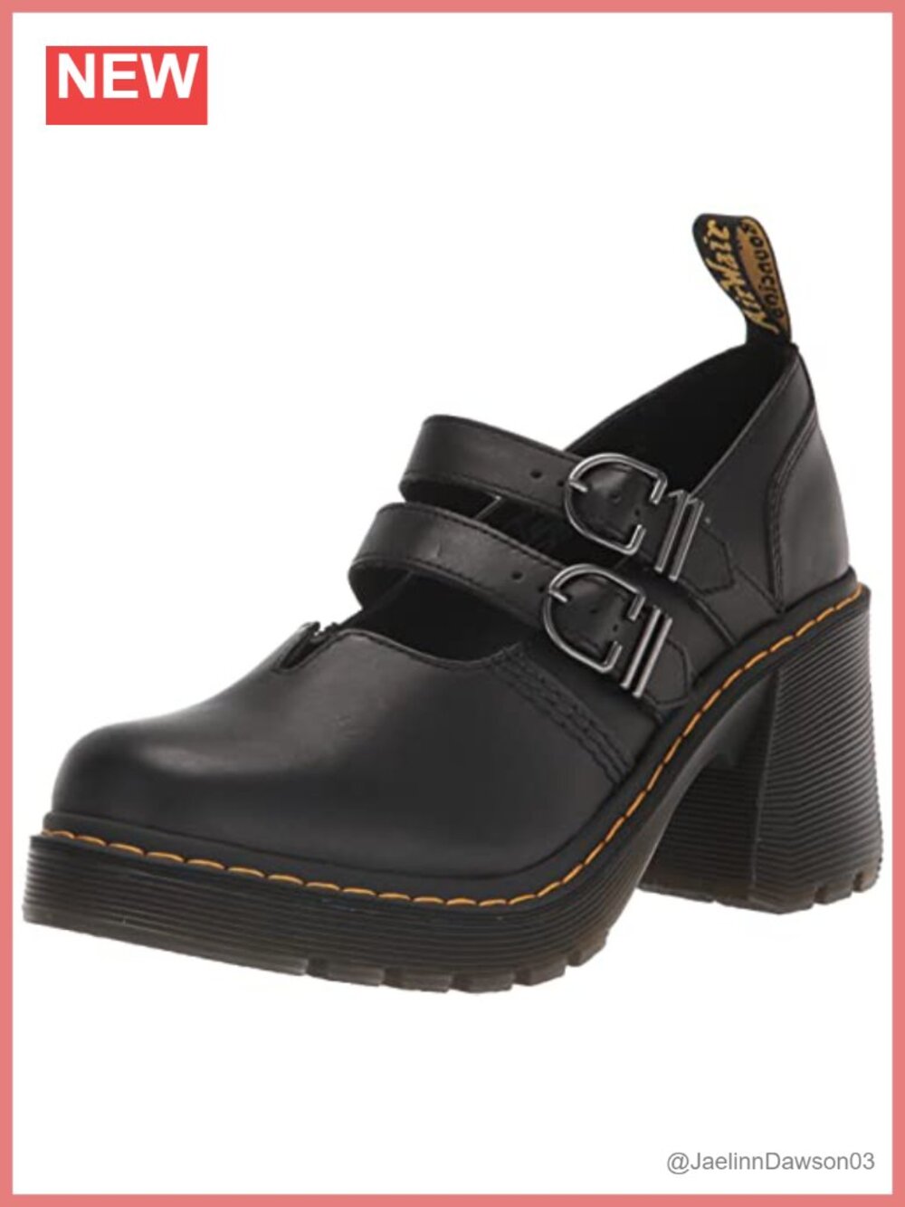 2 Buckle Stacked Heel Mary Jane Leather Heeled Shoe